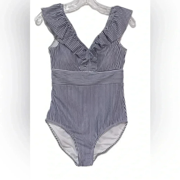 Aava Other - NWOT Aava Oceane Retro One-Piece blue and white striped Swim Suit XXL